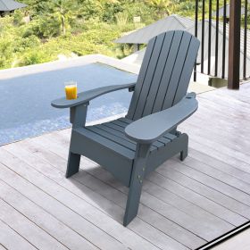 Outdoor or indoor Wood Adirondack chair with an hole to hold umbrella on the arm ; Gray - as Pic