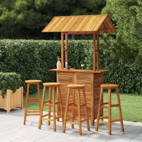 5 Piece Patio Bar Set Solid Wood Acacia - Brown