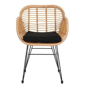 2 chairs Outdoor Round table wicker set - wicker