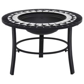 Mosaic Fire Pit Black and White 26.8" Ceramic - Black