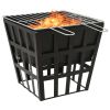 2-in-1 Fire Pit and BBQ 13.4"x13.4"x18.9" Steel - Black