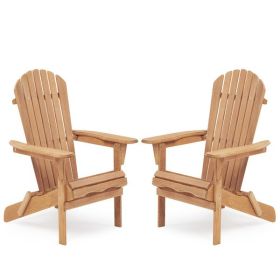 Wooden Outdoor Folding Chair Set of 2 Wood Lounge Patio Chair for Garden; Garden; Lawn; Backyard; Deck; Pool Side; Fire Pit; Half Assembled; - as pict