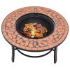Mosaic Fire Pit Terracotta 26.8" Ceramic - Brown