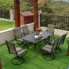MEOOEM Patio Textilene Swivel Chairs 6PCS Outdoor Dining Chairs with Mesh Fabric Weather Resistant Furniture for Garden Backyard - Metal