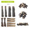 10Pcs Larger Gas Fireplace Logs ; Ceramic Wood Fire Pit Logs Decorations Indoor and Outdoor - 10