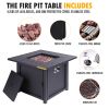50,000 BTU Square 28 Inch/30inch  Outdoor Gas Fire Pit TableGas Firepits with Lava Rocks & Water-Proof Cover XH - 28 inch