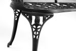 Outdoor Patio Bench; Garden Bench with Cushion All-Weather Cast Aluminum Extra Loveseat for Lawn Front Porch Path Yard Decor Deck Furniture Black - as