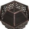 Rustic Fire Pit with Poker 24.4"x21.3"x22" XXL Steel - Black