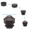 22" Hexagonal Shaped Iron Brazier Wood Burning Fire Pit Decoration for Backyard Poolside - 22 inch