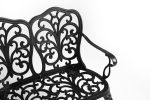 Outdoor Patio Bench; Garden Bench All-Weather Cast Aluminum Loveseat for Lawn Front Porch Path Yard Decor Deck Furniture Black - as Pic