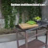 Outdoor Prep Dining Table; Movable Pizza Oven Stand;  Stainless Steel Patio Bar Cart; Patio Grilling Backyard BBQ Grill Cart - BROWN