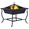 Fire Pit Black 17.7"x17.7"x17.7" Steel - Black