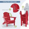 Folding Adirondack Chair;  Fire Pit Chair; Patio Outdoor Chairs All-Weather Proof HDPE Resin for BBQ Beach Deck Garden Lawn Backyard-Navy Blue - RED