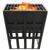 2-in-1 Fire Pit and BBQ 13.4"x13.4"x18.9" Steel - Black