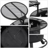 32" Round Black Finish Iron Fire Pit - 32"