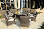Direct Wicker Outdoor Patio Furniture 7PCS Cast Aluminum Dining Table and Chair - brown
