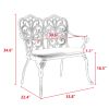 Outdoor Patio Bench; Garden Bench All-Weather Cast Aluminum Loveseat for Lawn Front Porch Path Yard Decor Deck Furniture White - as Pic