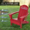 Folding Adirondack Chair;  Fire Pit Chair; Patio Outdoor Chairs All-Weather Proof HDPE Resin for BBQ Beach Deck Garden Lawn Backyard-Navy Blue - RED