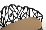 Outdoor Patio Bench; Garden Bench with Cushion All-Weather Cast Aluminum Extra Loveseat for Lawn Front Porch Path Yard Decor Deck Furniture Black - as