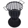 Garden Fire Pit Basket with BBQ Grill Steel 19" - Black
