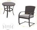 SR 3 Piece Outdoor Patio Furniture Set Bistro Set 2 Wicker Chairs with Cushion and Coffee Table - Dark Brown