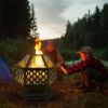 22" Hexagonal Shaped Iron Brazier Wood Burning Fire Pit Decoration for Backyard Poolside - 22 inch
