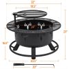32" Round Black Finish Iron Fire Pit - 32"