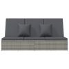 Convertible Sun Bed with Cushions Poly Rattan Dark Gray - Gray