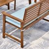 Farmhouse chic Slatted Eucalyptus Wood Garden Bench (no cushion included) - as Pic