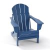 Folding Adirondack Chair;  Fire Pit Chair; Patio Outdoor Chairs All-Weather Proof HDPE Resin for BBQ Beach Deck Garden Lawn Backyard-Navy Blue - Navy