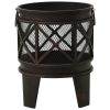 Rustic Fire Pit with Poker Å’Â¶16.5"21.3" Steell - Black