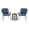 Messina Patio Bistro Set 3 Piece Outdoor Rattan Seating Group with Cushions - as Pic