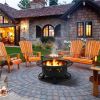 32" Round Black Finish Iron Fire Pit - 32"
