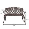 42.5 inch Outdoor Cast Aluminum Leisure Rose Couple Bench--YS - as picture